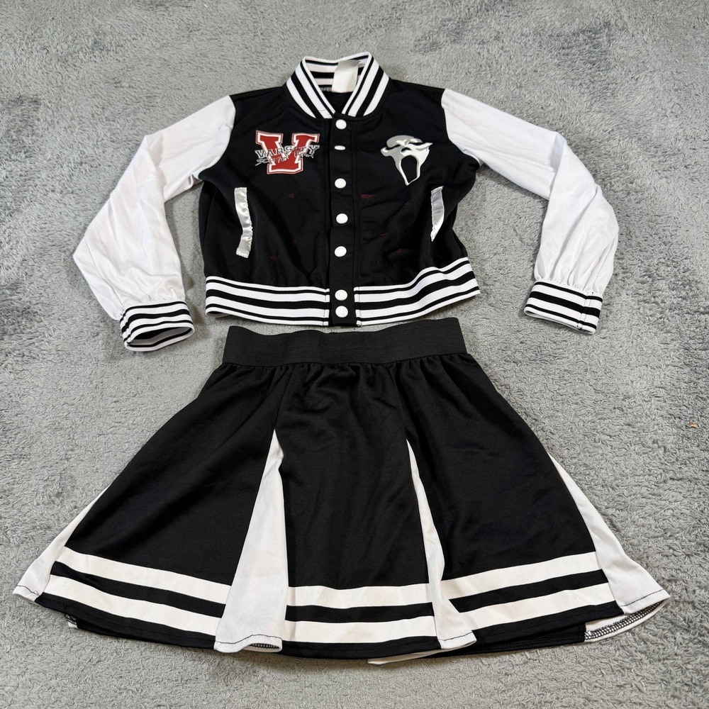 Fun World Girls Scream Cheerleader Costume Set Large 10-12 Ghostface Varsity
